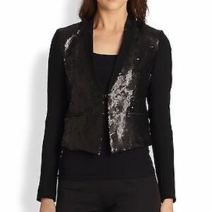Ellie Tahari Sequin front tuxedo blazer